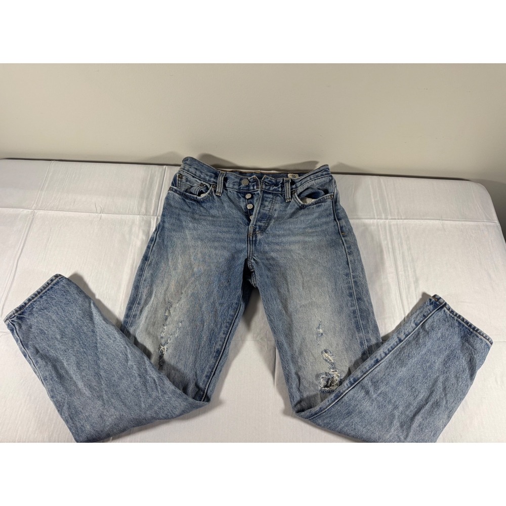 Levi's 501 Original Distressed Jeans W25 White Oak Cone Denim Rigid Straight Leg